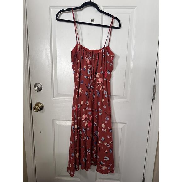 Hutch Dress Womens 6 Burnt Orange Floral Midi Sleeveless Spaghetti Strap Boho - Picture 4 of 6